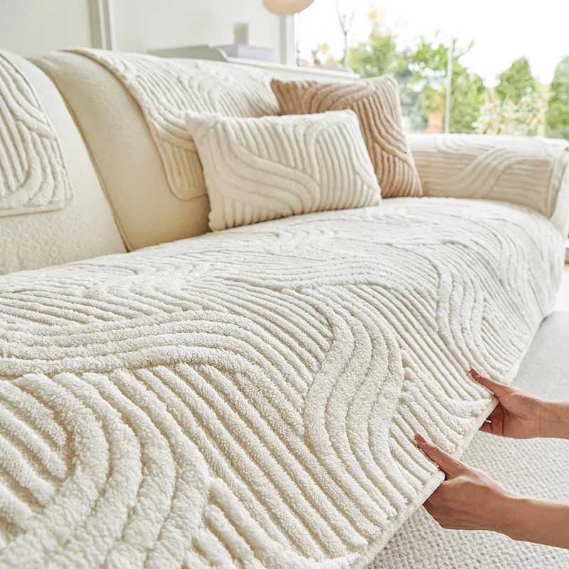Autumn and Winter Solid Thick Cloth Towel Nordic Velvet AntiSlip Sectional Sofa Cover Armless AntiDirt Furniture Protector C251028