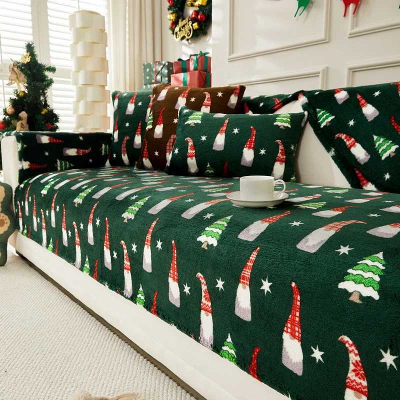 1PC Christmas Sofa Cover Thicken Warm Couch Slipcover Antislip Pets Kids Sofa Cushion Towel for Living Room Xmas New Year Decor C251028