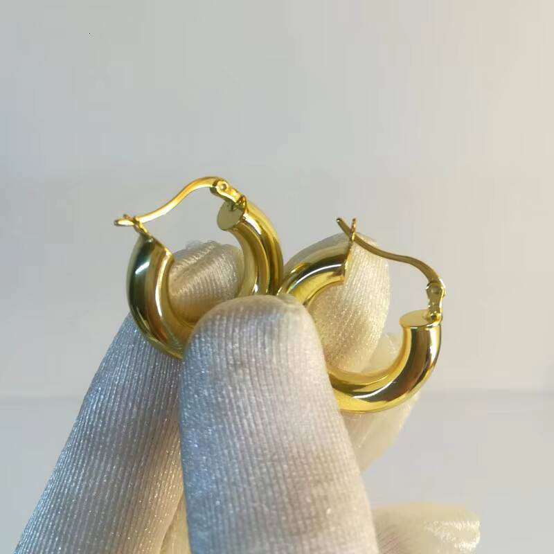 Fashion Jewelry Earrings 925 Sterling Silver Round Circle Women Hoop Earrings 18k Gold Plated Chunky Earring