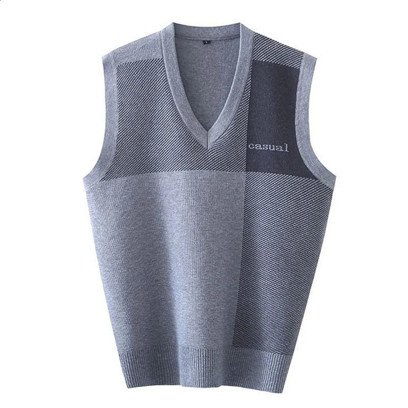Mens Vest Knit Sweater Waistcoat Thin Spring and Autumn Casual Clothes Vneck Sleeveless 251016