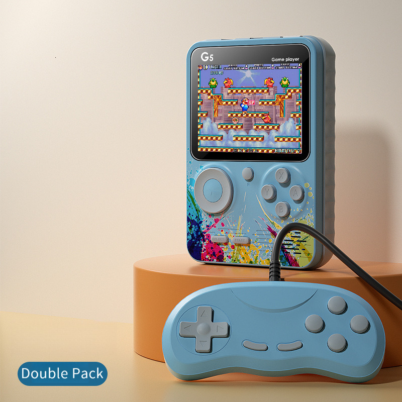G5 nostalgic macaron multi-color handheld game console, mini arcade, 500 games, high-definition screen charging handheld device
