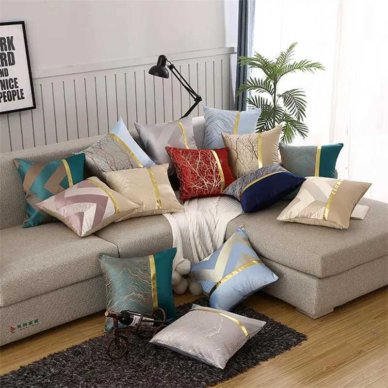 Pillow Case Modern Light Luxury Sofa Couch Car Cushion Cover Satin Hot Stamping Case Cover Metal Color case cover C251028