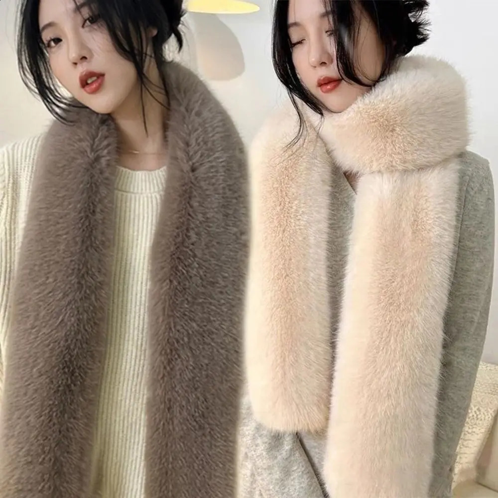 Fur Decor 6 Colors 180cm Fur Long Scarf Thicked Fluffy Plush Neck Warmer Muffler Vintage Ladies Scarves Party 251023
