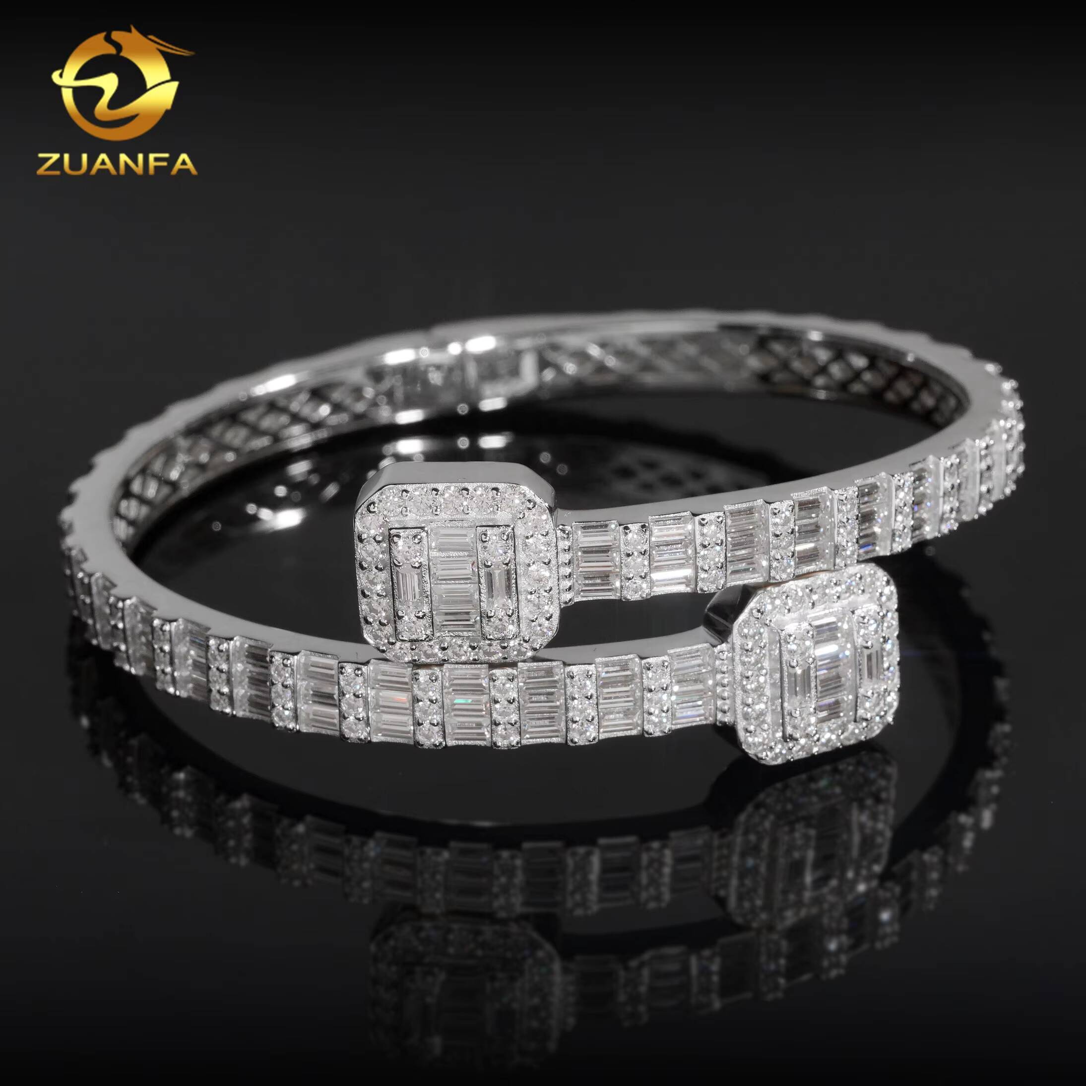 VVS Moissanite Diamond Fashion Men Jewelry 925 Silver Iced Out Hip Hop Jewelry Bracelet Bangle Men