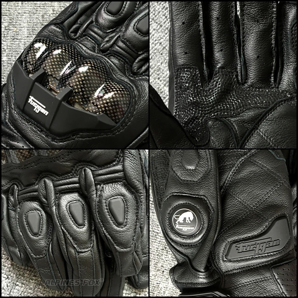 AFS 6 Motorcycle Leather Gloves Carbon Fiber Protective Gloves Men Black Motocross Motorbike Glove Racing Riding Gloves MXXL 251027