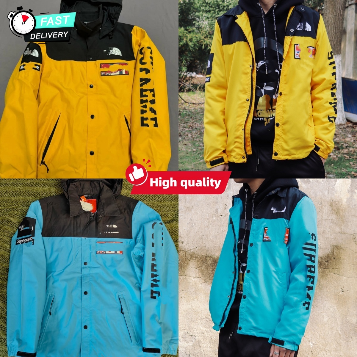 Men Zipper Jacket Geometric Clothes Streetwear Style Outdoor Contrast Color Top Autumn Spring Loosed Coats Fashion Man Printing Ins Casual