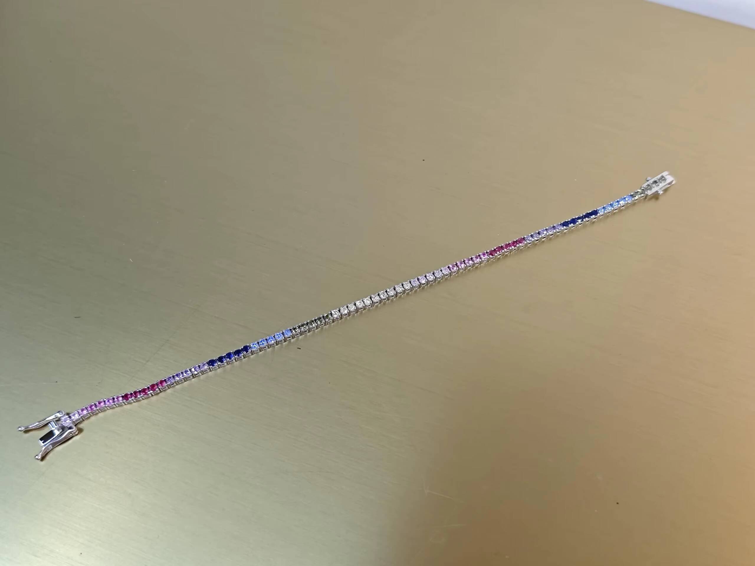 Hot Selling 2mm Width CZ Tennis Chain Bracelet Women Men Iced Out Bling Rainbow Bracelet Jewelry