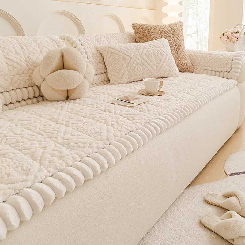 European Soft Jacquard Sofa Cushion for Living Room Warm Anti Cat Scratch Couch Cover Thick Autumn Winter Furniture Protector C251028
