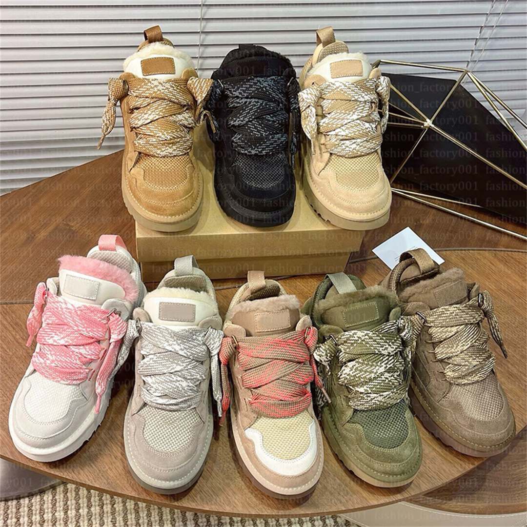 Lowmel Boot Sneakers Australia Trainers Boots Designer Womens Snow Botte Sand Chestnut Winter Suede Leather Warm Platform Ankle Fur Booties Lace Up Size 35-44