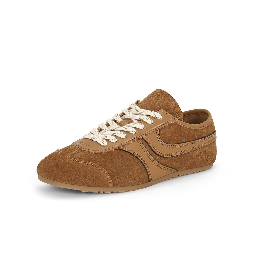 Soft leather soft-soled retro German training shoes women's leather lace-up flat casual board shoes autumn and winter new Forrest Gump shoes