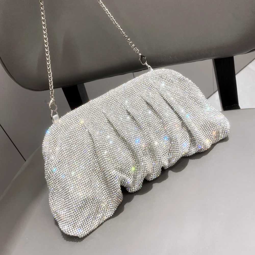 Shiny Rhinestones Handmade Evening Clutch Bags New Folds Purses and Handbags Designer Wedding Party High Quality H251027