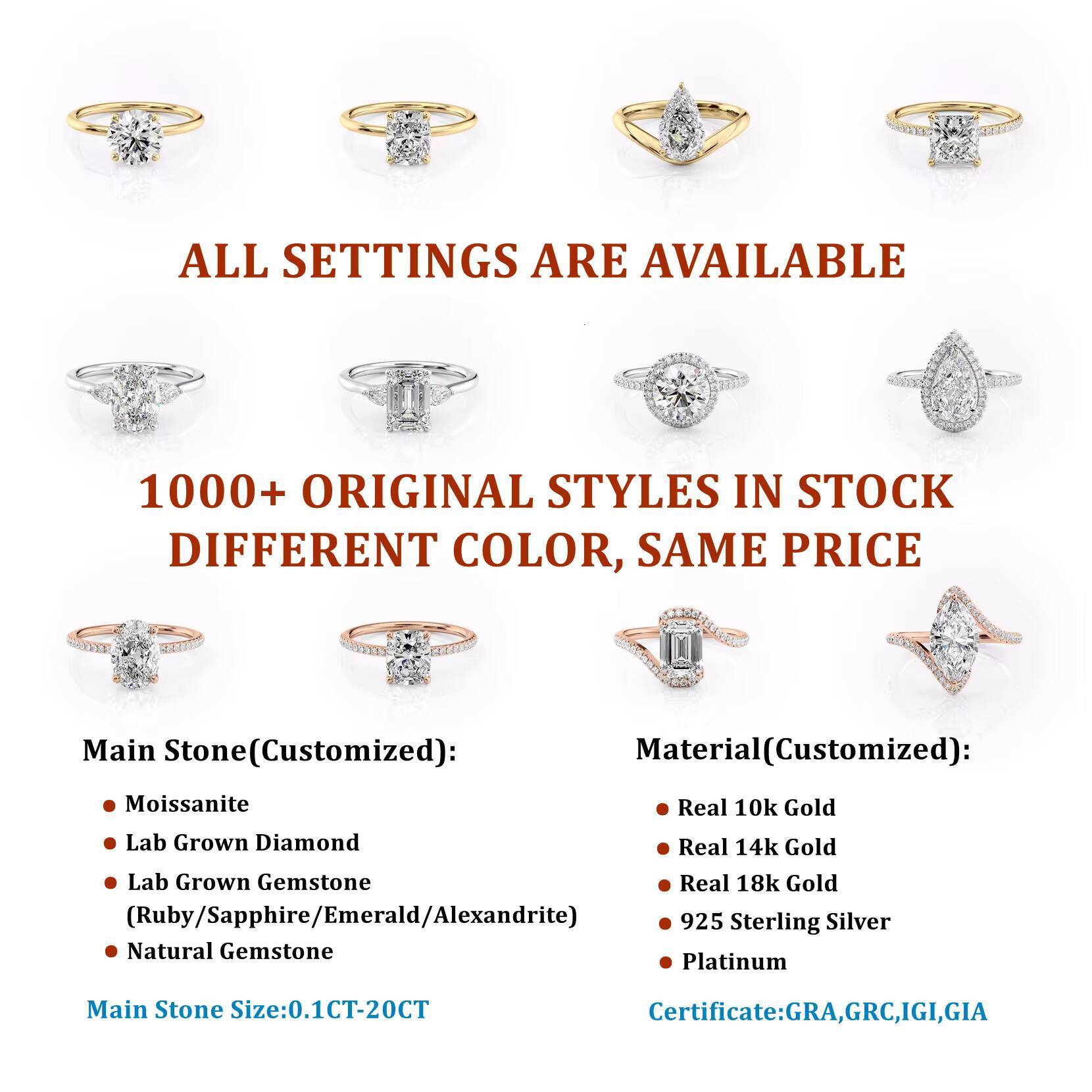 Ring Manufacturer Custom Fashion Rings 14K 18K Gold IGI Certified Lab Grown Diamond Ring Engagement and Wedding Rings for Women