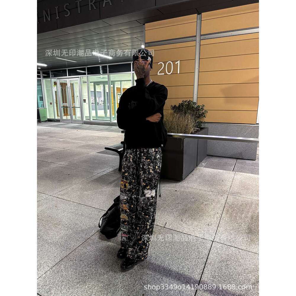 American Style Loose Unisex Autumn Fashion Camouflage Multi-Element Badge Casual Pants