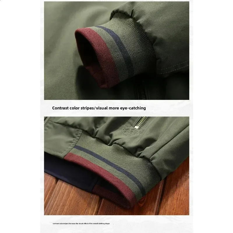 Mens Double Sided Wear Jacket Stand Collar Casual Youth Trend for Men Clothing Bomber Military Coat 251027