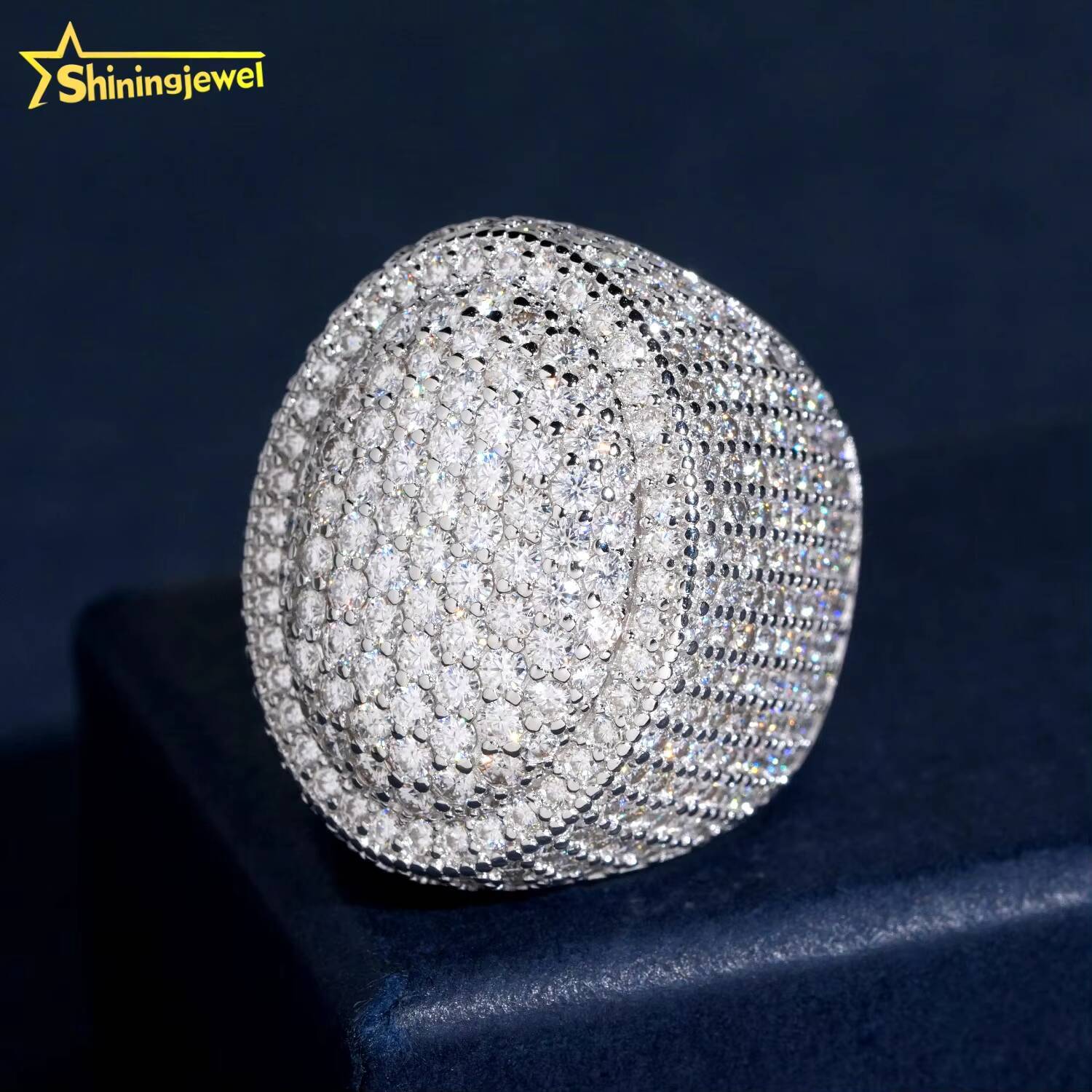 Chunky Oval Balloon Championship Ring Pass Diamond Tester Hip Hop Jewelry 925 Silver Diamond Moissanite Men Ring