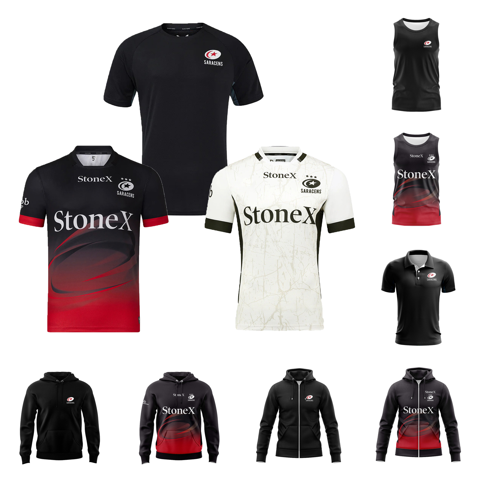 2025/26 Saracens Men's Home/Away Rugby Jersey Sports Hoodies Singlets Saracens Sports