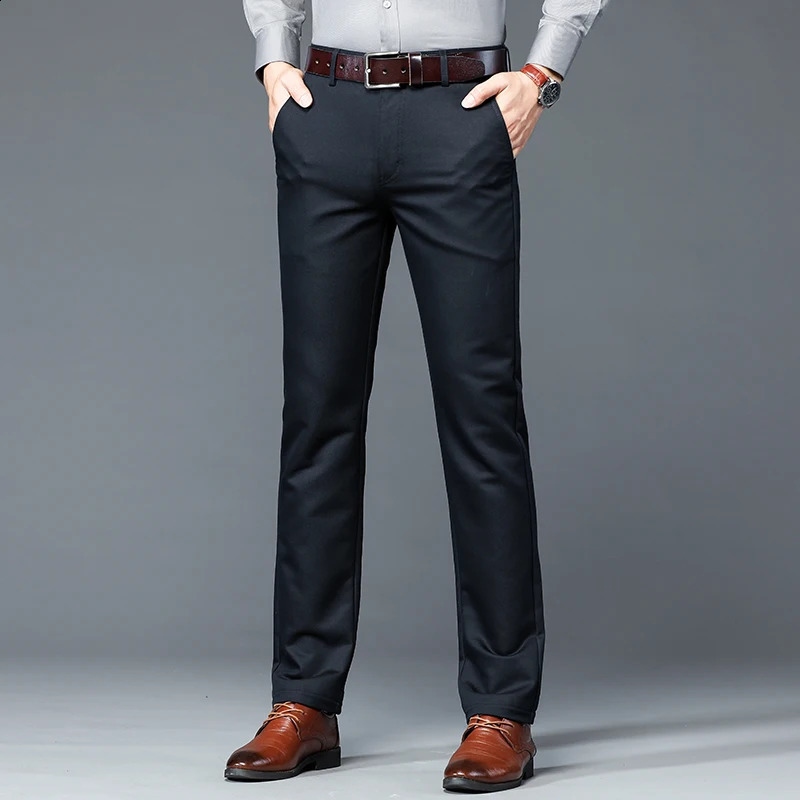 6 Colors Male Autumn Winter Casual Pants Chic Straight Formal Office Luxury Trousers Fashion Elastic Men Business Suit 251027