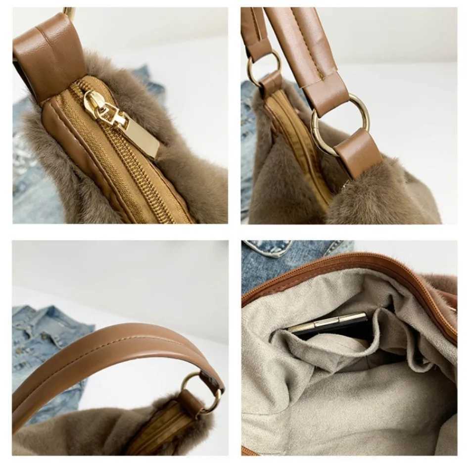 AutumnWinter faux mink fur womens bag commuterfriendly largecapacity tote bag versatile handheld singleshoulder bagsT251028