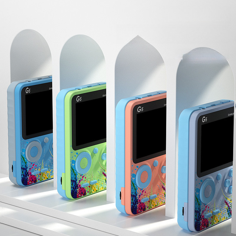 G5 nostalgic macaron multi-color handheld game console, mini arcade, 500 games, high-definition screen charging handheld device