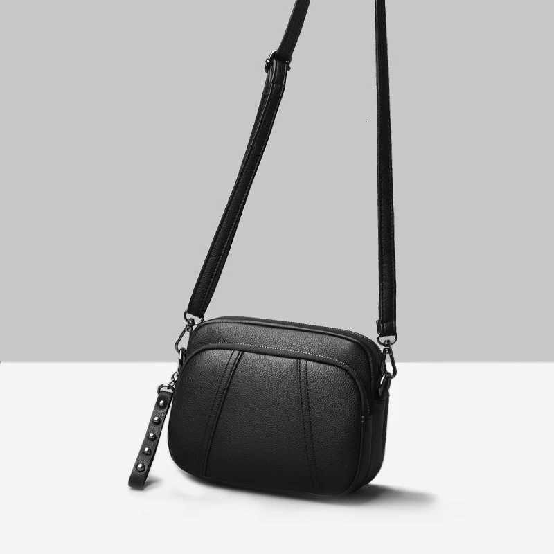 Solid Color Fashionable Rivet Zipper Womens Mobile Phone Bag Simple Soft Leather Shoulder Crossbody Small Square Bag HandbagW251028