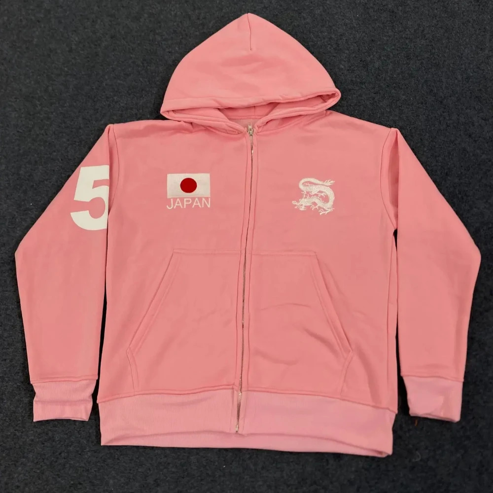 AutumnWinter Y2K Dark Punk Embroidered Hooded Sweatshirt American Retro Jacket Black Zipper Open Fleece Sweater 251027