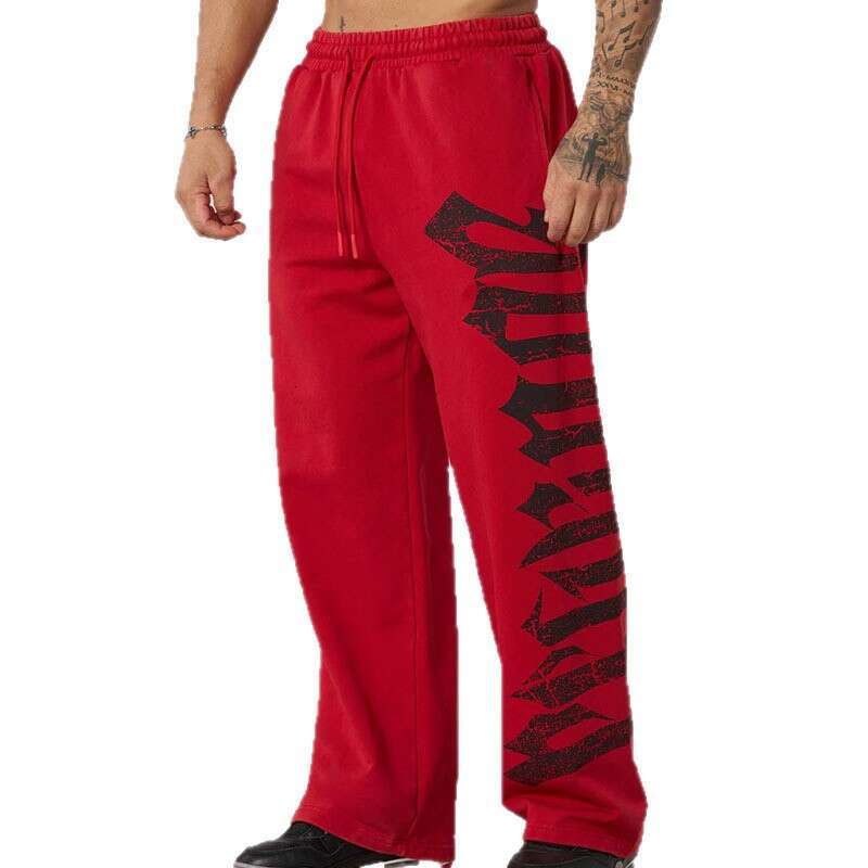 Trendy American Style Wide-Leg Unisex Sweatpants with Personalized Letter Print Straight-Leg Casual Long Pants
