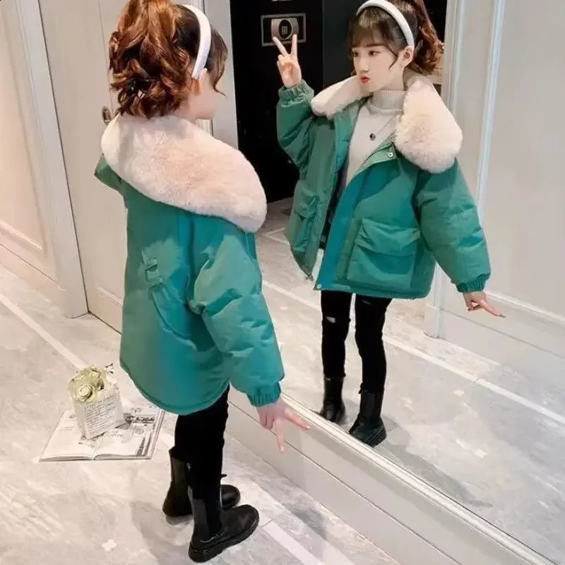 Girls Thicken Coat Winter Fleece Lined Jacket Children Warm Cotton Clothes Autumn Kids Fashion Casual Parkas 251027