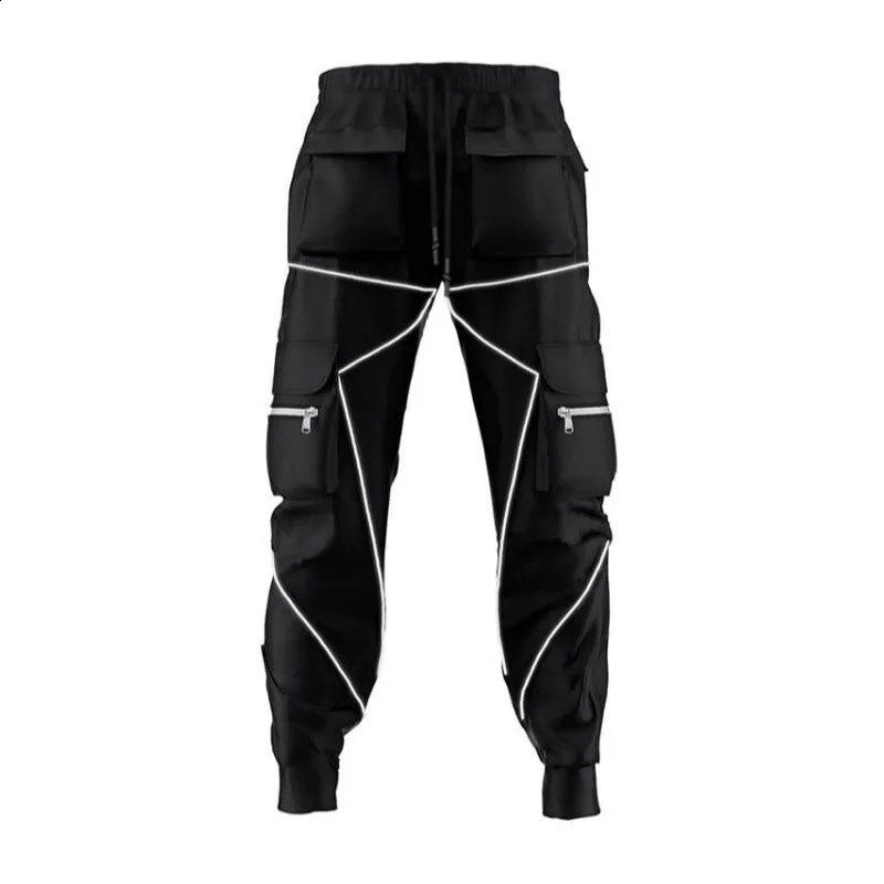Mens Gym Joggers Casual Pants Sweatpants Fitness Trousers Hip Hop Cargo Male Streetwear Men Reflect Sports Trackpants 251027