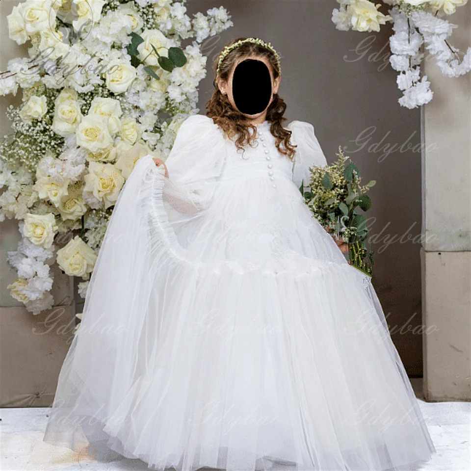 Customized Half Sleeve Flower Girl Dress Wedding First Communion Gown Princess Party Girl Dress 251023