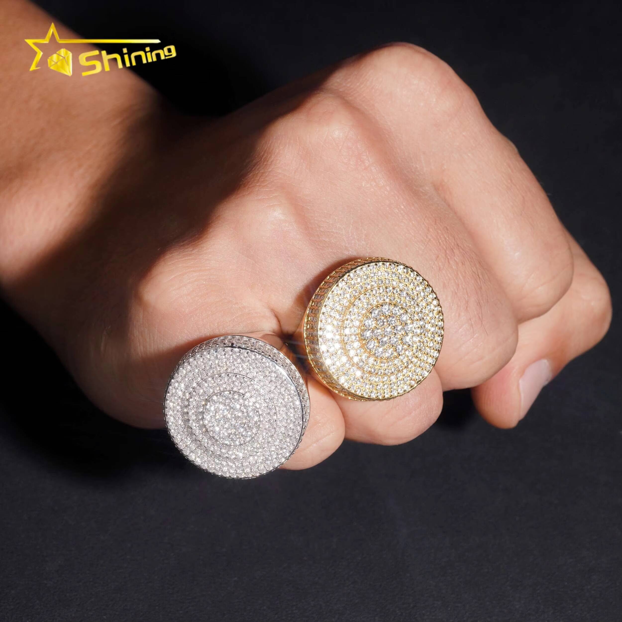 Fine Jewelry Hip Hop Style Iced Out GRA Certificated 925 Sterling Silver Moissanite Men Ring