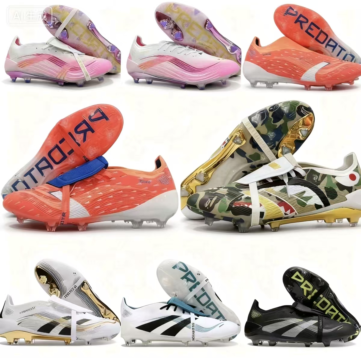 BelliGold Belinghams 25-26 Go Pink Soccer Cleats Pink David Beckhams FG Soccer Shoes PREDAT0R Elite Foldover Tongue Strike Electric Stealth Football Boots