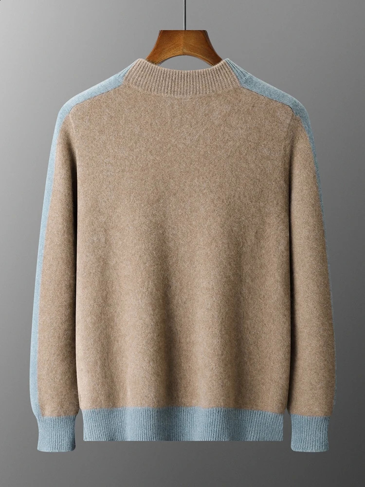 Korean Clothes Autumn Winter Sweater Mens Coat 100 Merino Wool Cardigan Knitted Jacket Thicked Zip Spliced Outerwears 251017