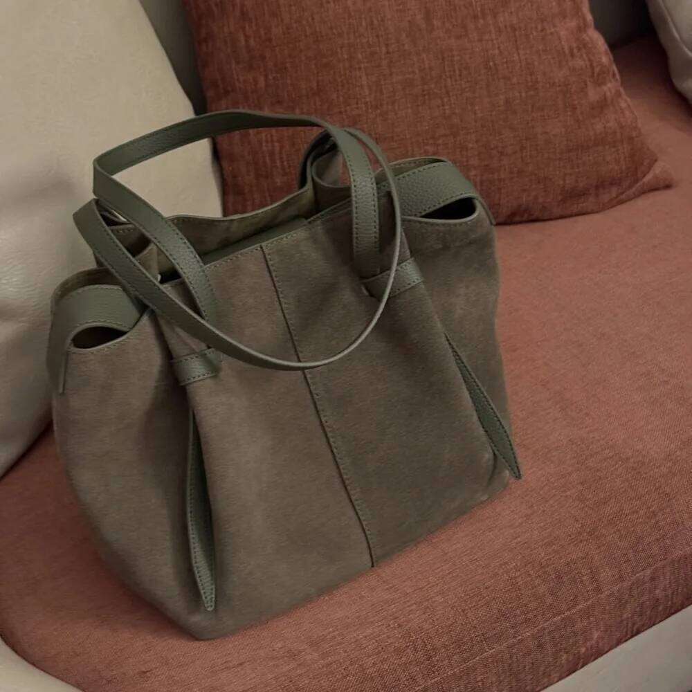 Designer Bags Tote Commuter Premium Feeling New First Layer Cowhide Splicing Suede High Texture Armpit Bag Large Capacity Handbag Hot Selling