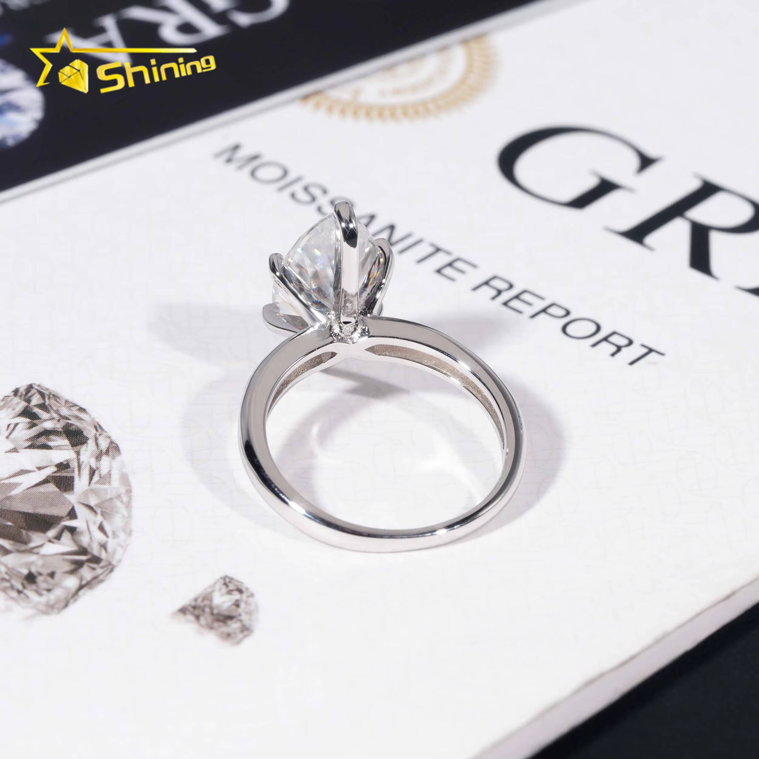 925 Sterling Silver 8x16MM 4CT Marquise Cut Moissanite Simple Six Claws Engagement Wedding Ring Moissanite Ring Party Gifts