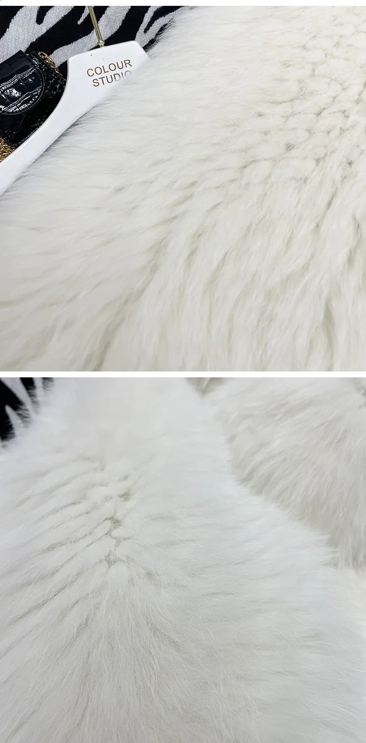 winter big white bear 85Cm long fox fur doublesided woven European fur coat for women 251027