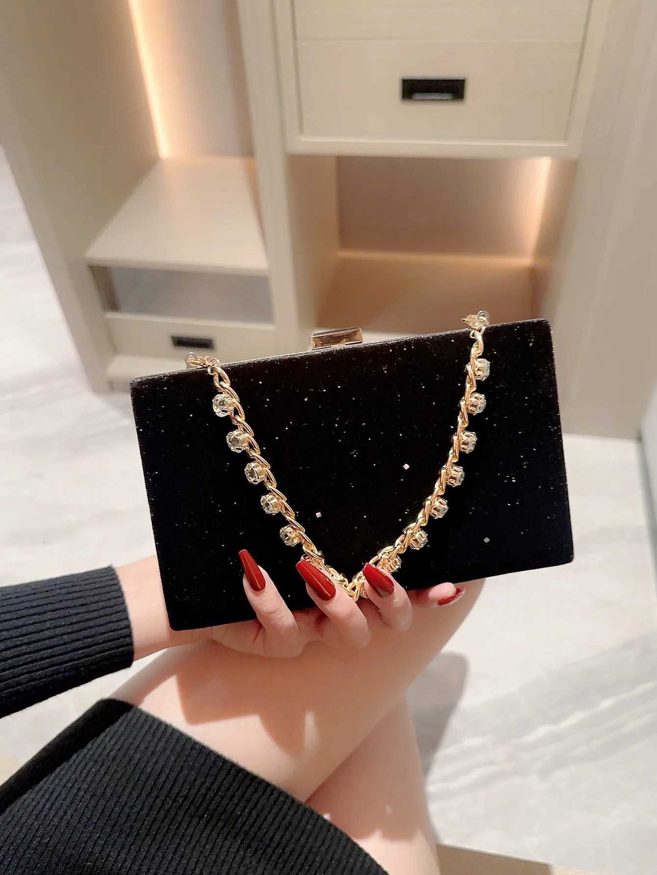 Women Square Evening Bag Shiny sequin Embellished Banquet Bag Handheld Handbag Evening Bag Dress Bag Party Bag Prom Bag Chain Bag H251027