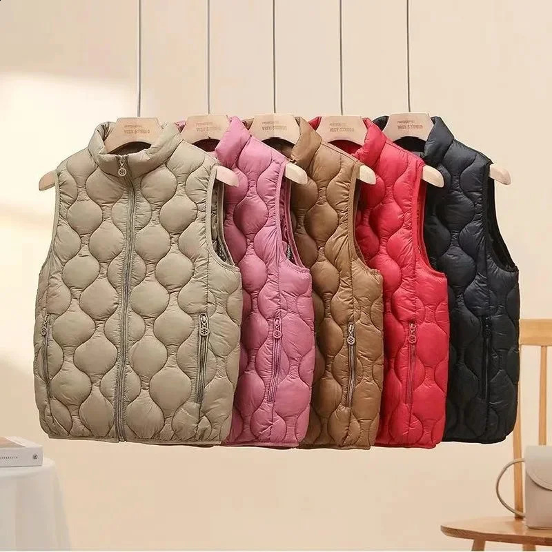 Lightweight Womens Down cotton Vest Jacket Mom Stand collar Waistcoat Autumn Winter Short Warm Vest Coat Casual Outwear Top 251027