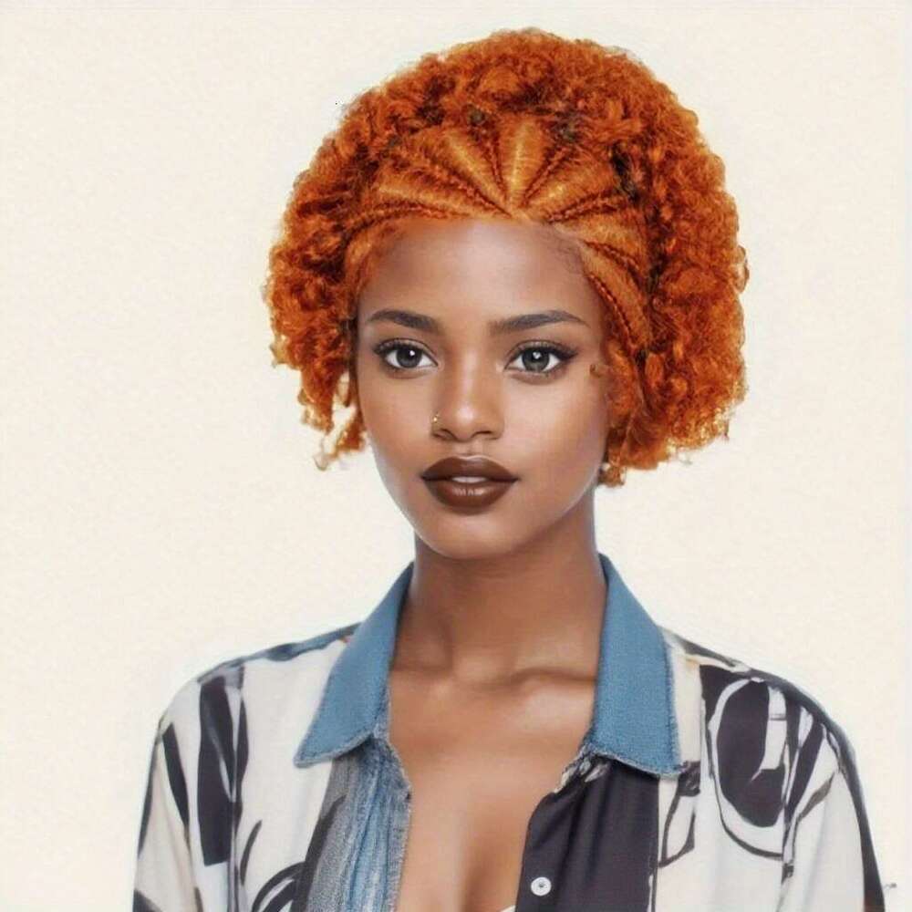 Women's Afro Kinkycurly Human Hair Wig 13X4 With Pre-Braided Rows, Natural Look Fullness, Lightweight Frontal Hairpiece Everyday & Special Events