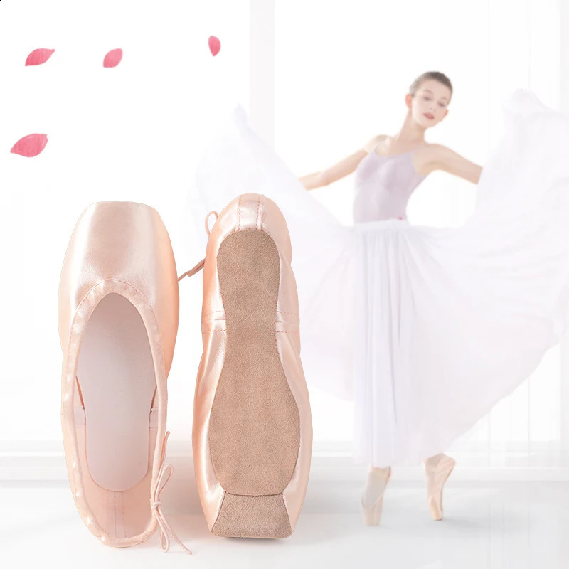 Professional Ballet Pointe Shoes With Genuine Leather Sole Women Satin Ballet Shoes With Ribbons For Professional Ballerina 251023ww