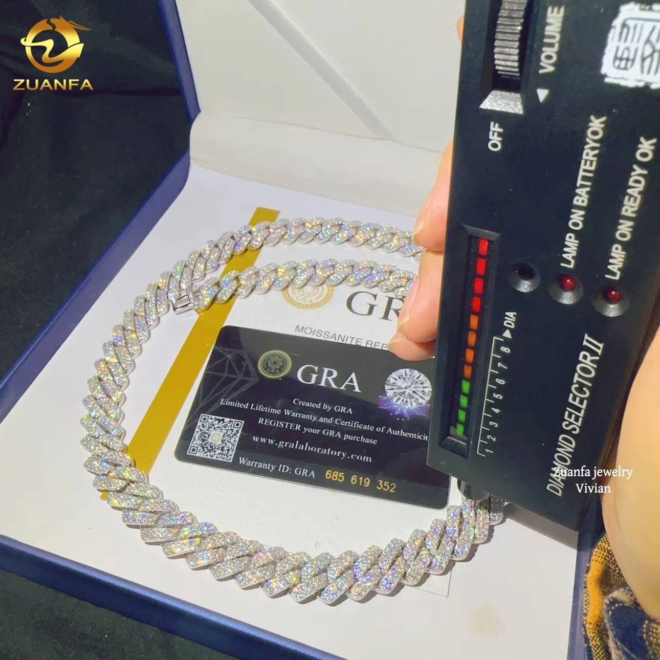 D Color VVS Moissanite Diamond Hip Hop Cuban Link Moissanite 14mm Sterling Silver 925 Iced Out Cuban Link Chain Necklace