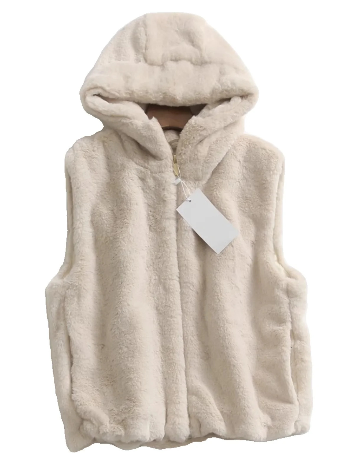Autumn Winter Loose Womens Zipper Hooded Furry Vest AntiAging Svel Top Pure Color Versatile Sle Faionable 251027