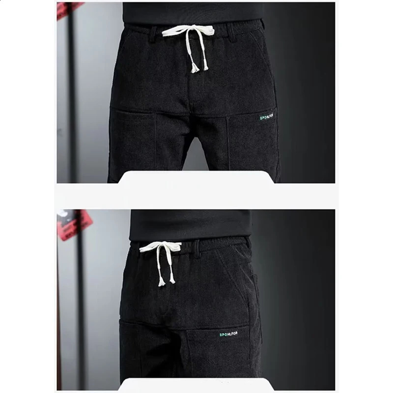 Autumn Winter Mens Stylish Thermal Corduroy Pants Comfortable Plush Narrow Leg Trousers Daily Elastic Waist Straight 251027