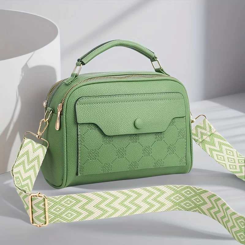 Womens Synthetic Leather Messenger Bag with Detachable Strap Multi Layer Compartments Chic Crossbody Purse for School TravelT251028