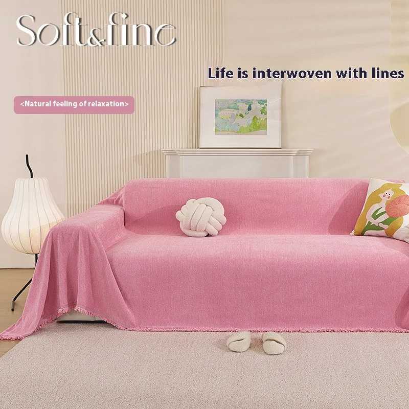 CatProof Chenille Sofa Cover Full Wrap Reversible Pink Solid Color for LShaped 234 Seater Couch Living Room Protector C251028