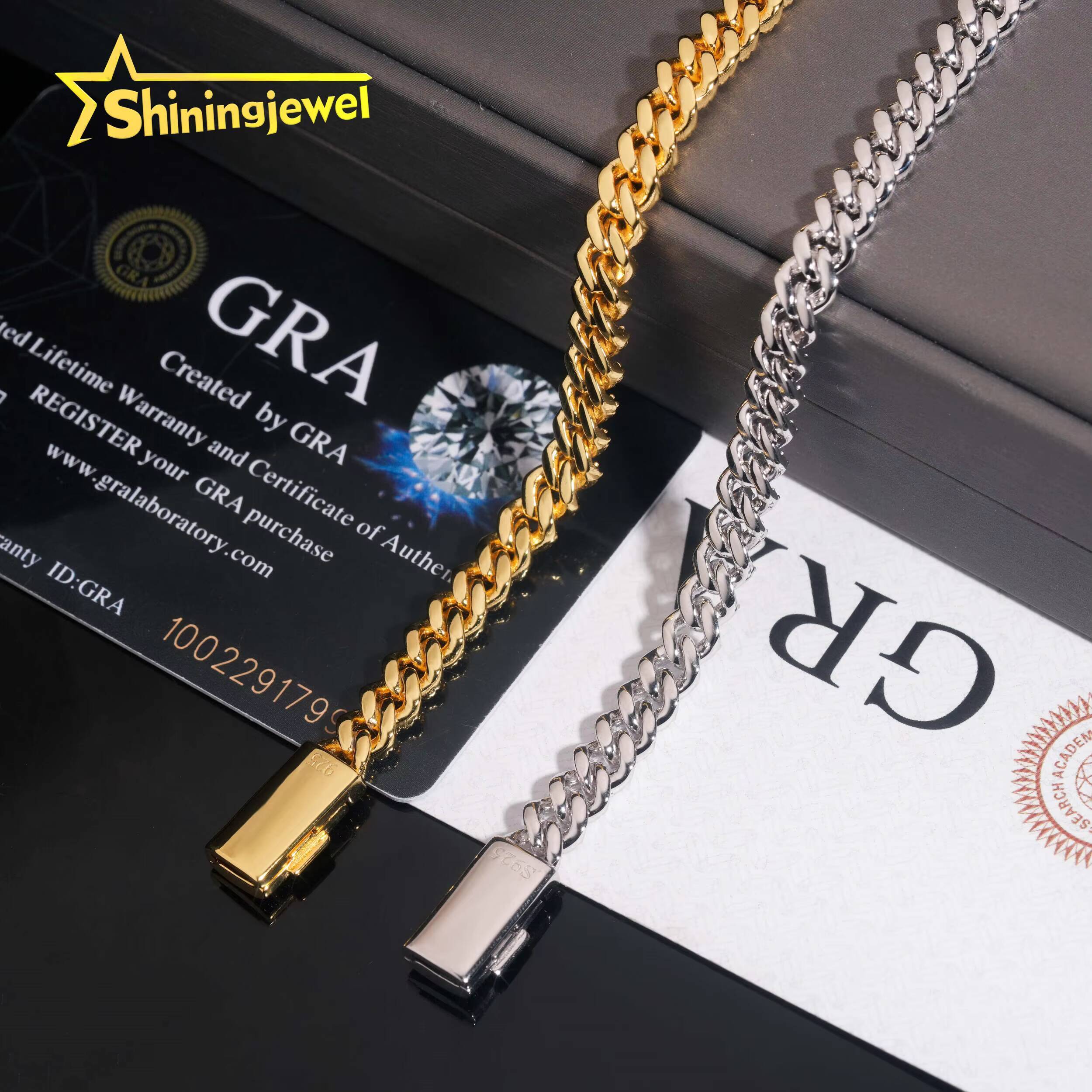 Hip Hop Jewelry 925 Sterling Silver 6mm Fully VVS Moissanite Cuban Bracelet GRA Iced Out Mens Womens Moissanite Bracelet