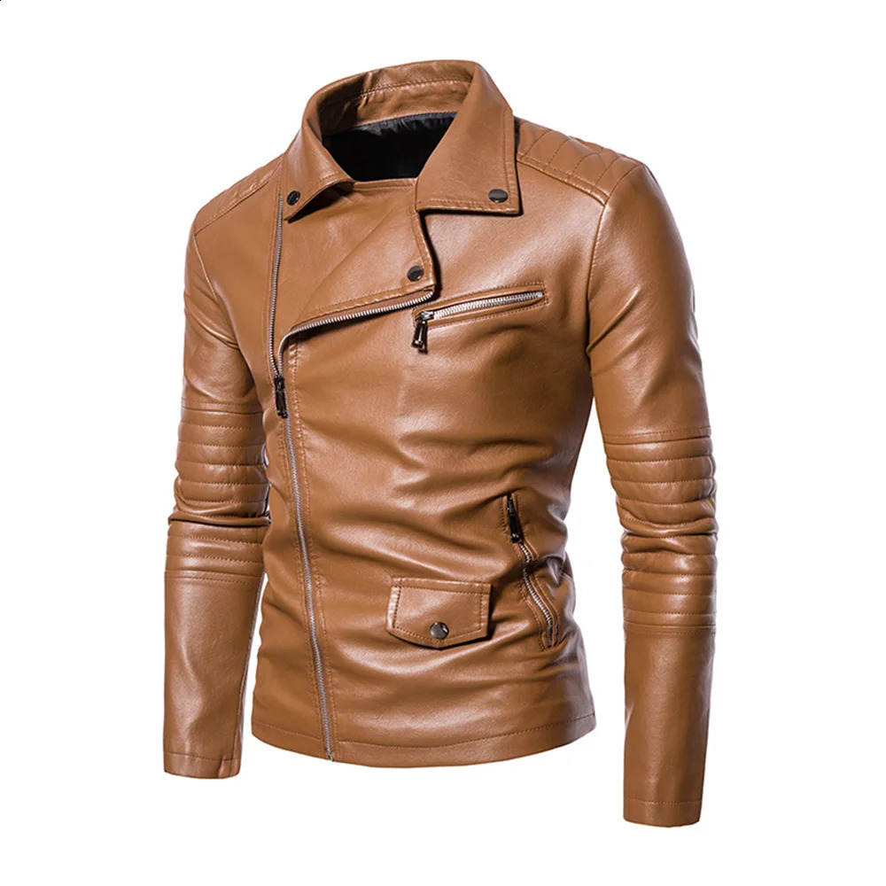 Mens leather jackets with zippers and lapels business casual mens motorcycle suits bomber 251015