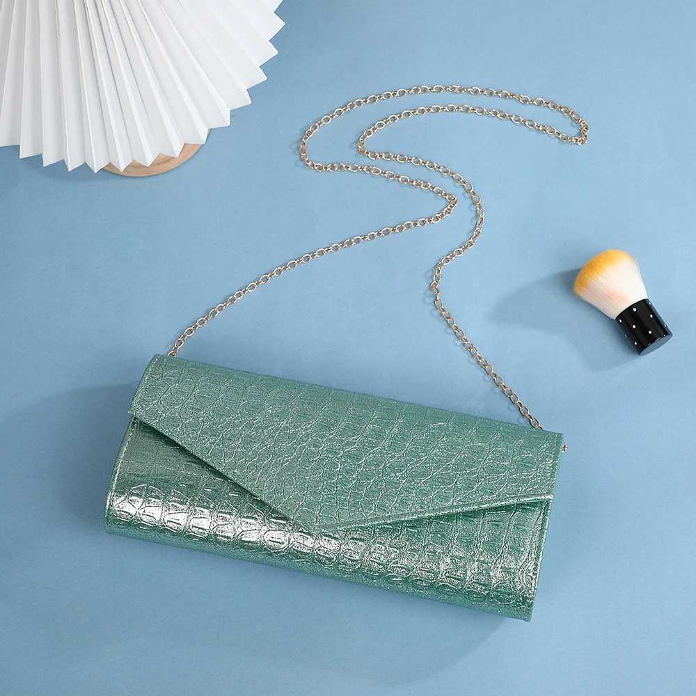 Solid Color Fashion Stone Pattern Evening Bag with Metal Chain Shoulder Strap for Wedding Party Banquet Handbag H251027