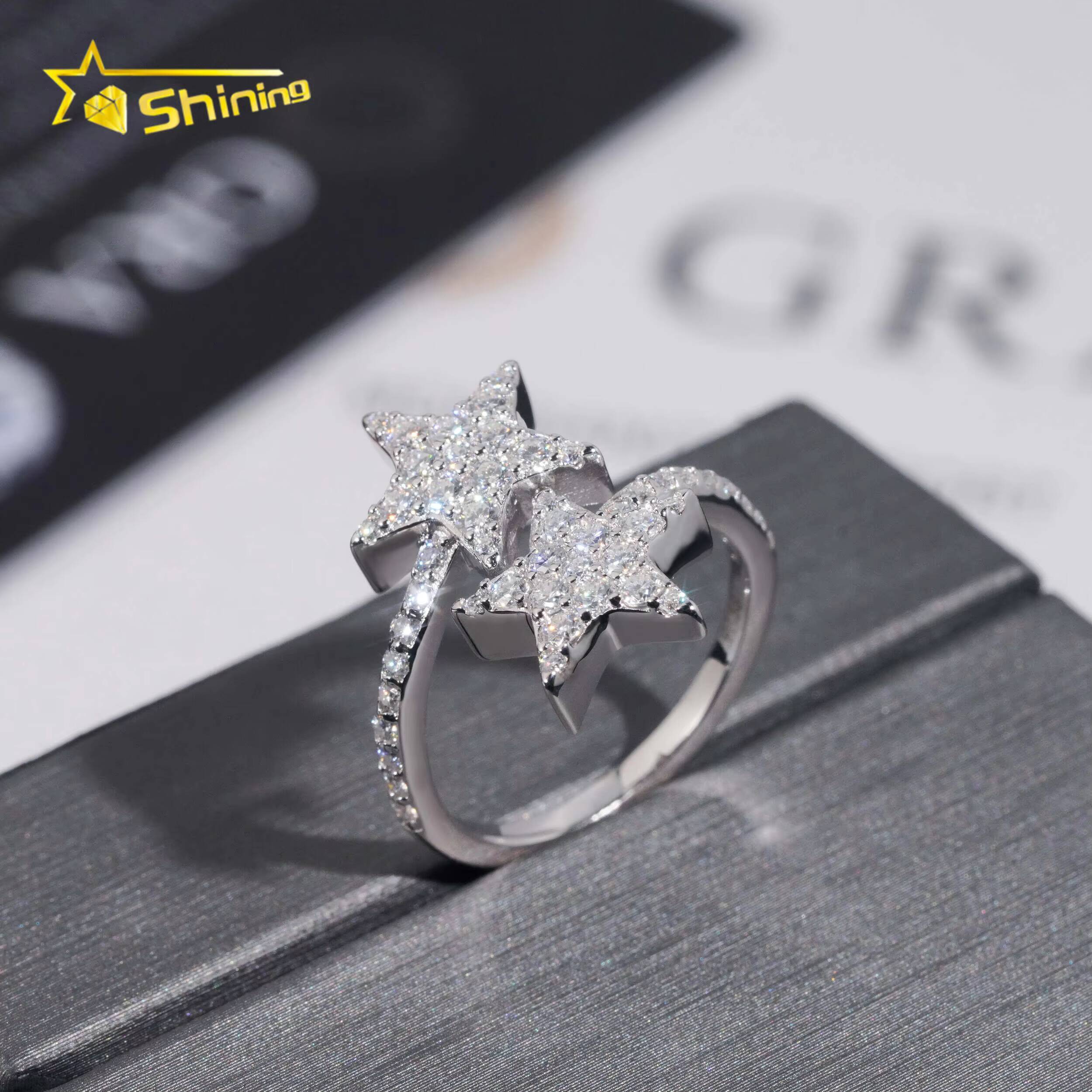 Wedding Jewelry Luxury Women Wedding Ring Pass Diamond Tester 925 Sterling Silver Round Brilliant Cut Moissanite Engagement Ring