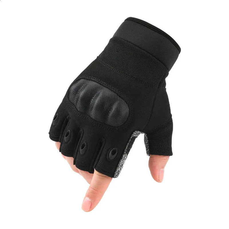 Full finger and half finger tactical gloves touch screen anti cutting and anti stabbing made of carbon fiber and leather mater 251027
