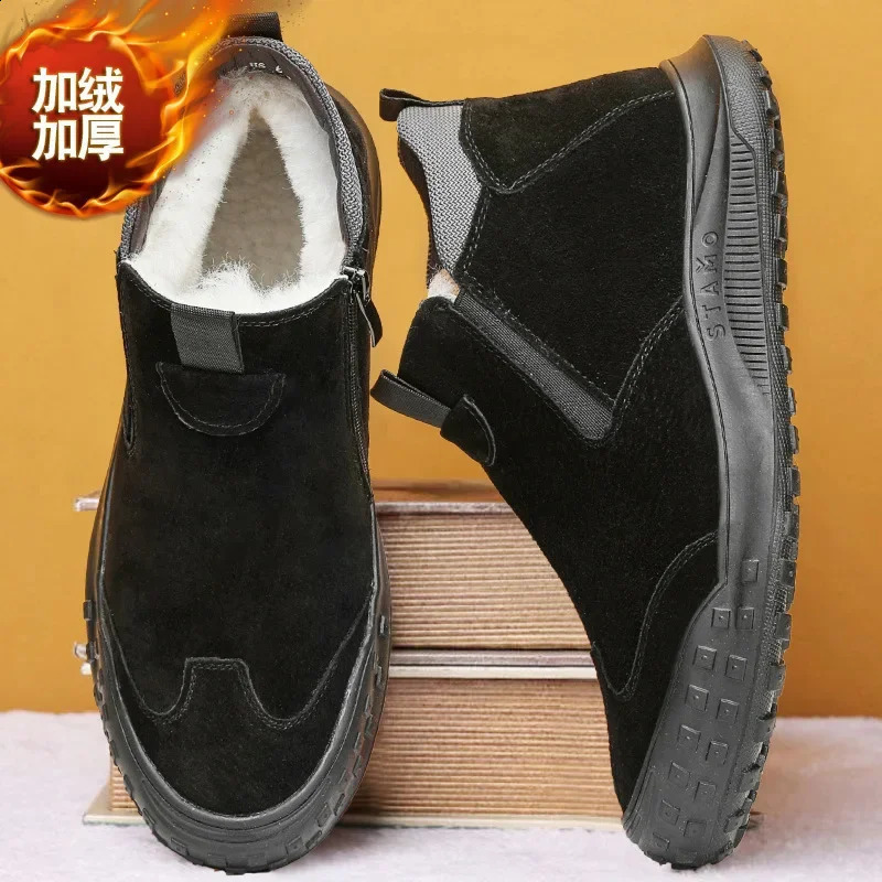 Winter suede snow boots Velvet anti slip outdoor footwear Fashion warm shoes Casual comfortable male shoes Botas Zapatos Homme 251023